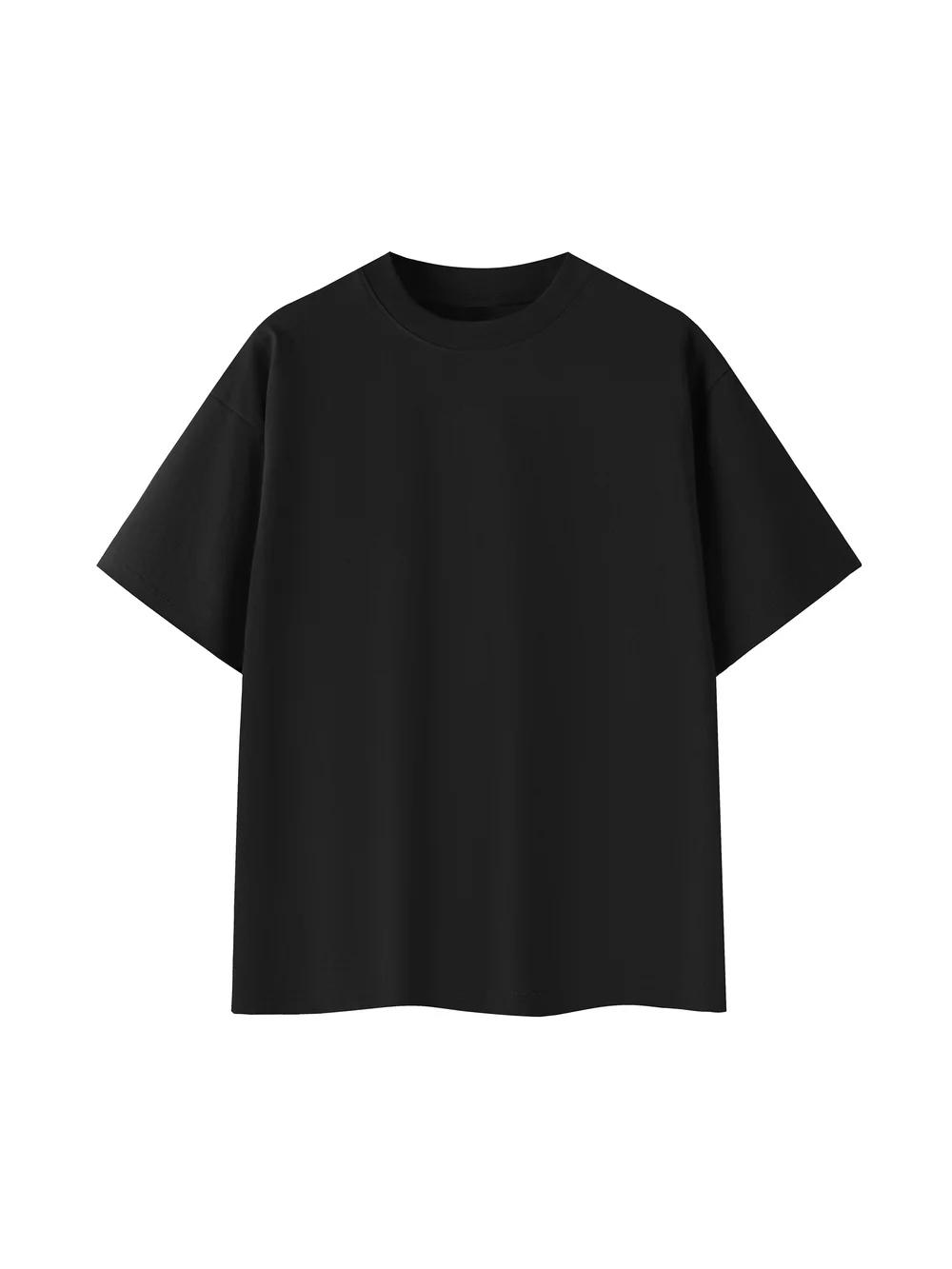 Collegiate Essential Tee in Black, front: unprinted fabric colour reference